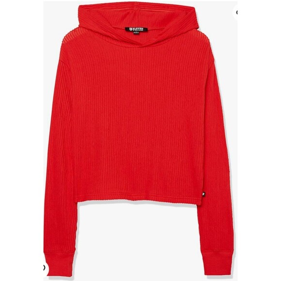 Women's Eleven by Venus Williams In Bloom Long Sleeve Top Hood Candy Red Small - Picture 1 of 7